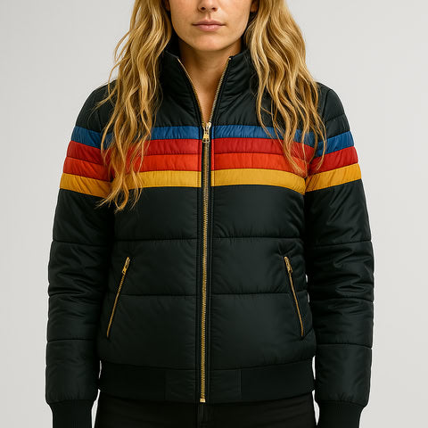 Damen Steppjacke mit Kapuze für den Herbst in Schwarz