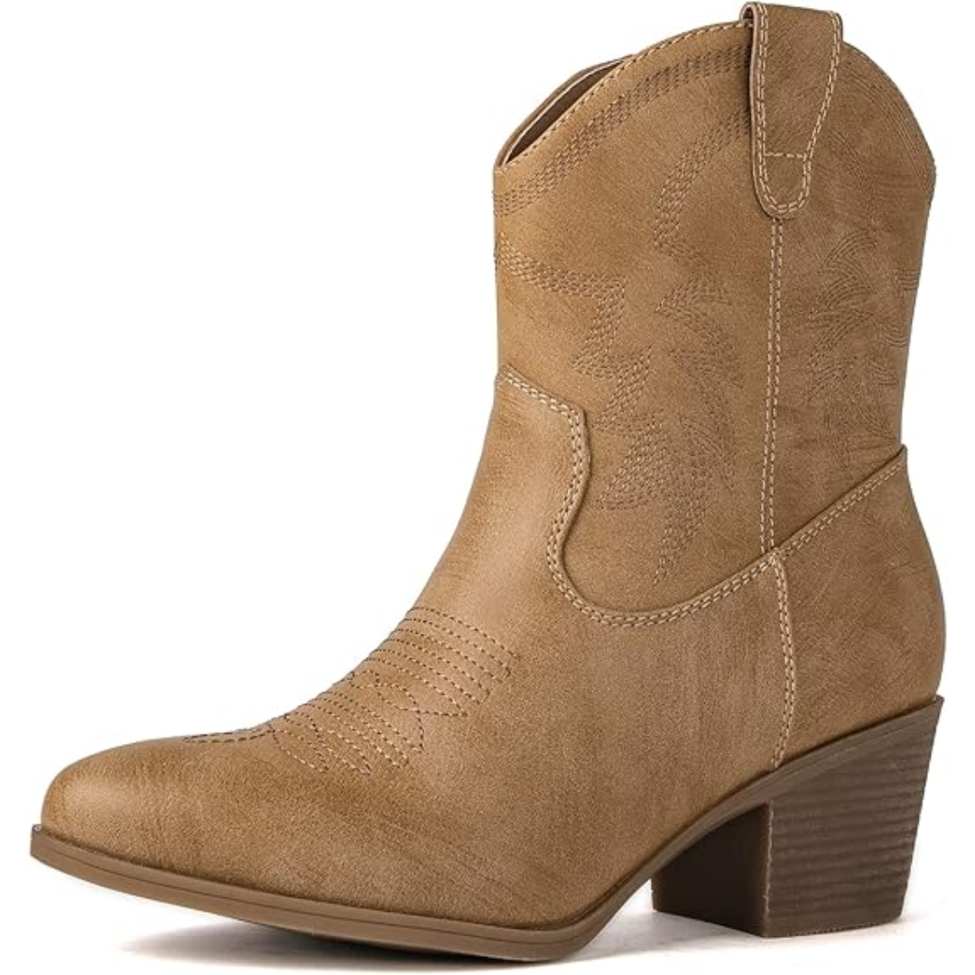 Damen Stiefel im Western-Stil in Khaki