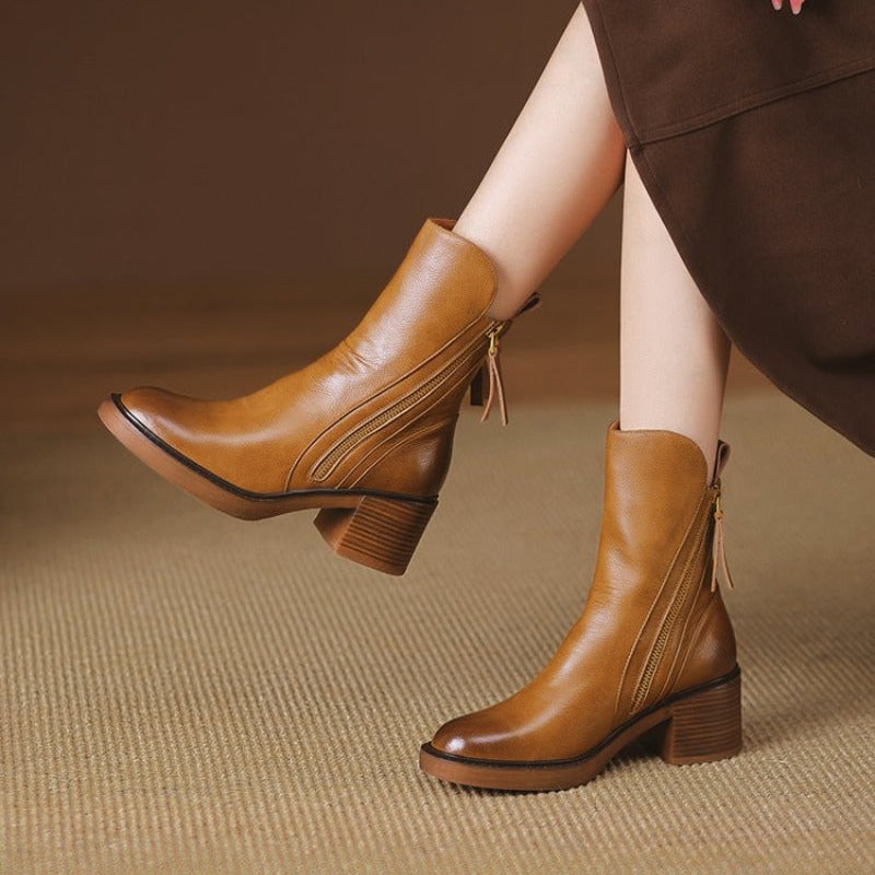Damen Stiefel mit Blockabsatz für Herbst (4)