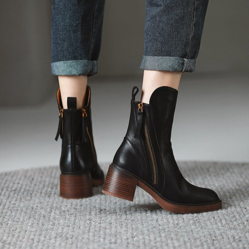 Damen Stiefel mit Blockabsatz für Herbst (8)