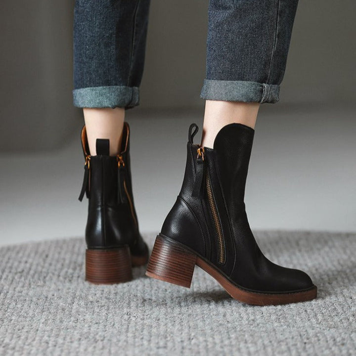 Damen Stiefel mit Blockabsatz für Herbst (8)