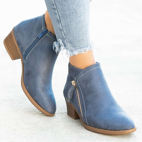 Damen Stiefel mit Reißverschluss für Herbst in Blau