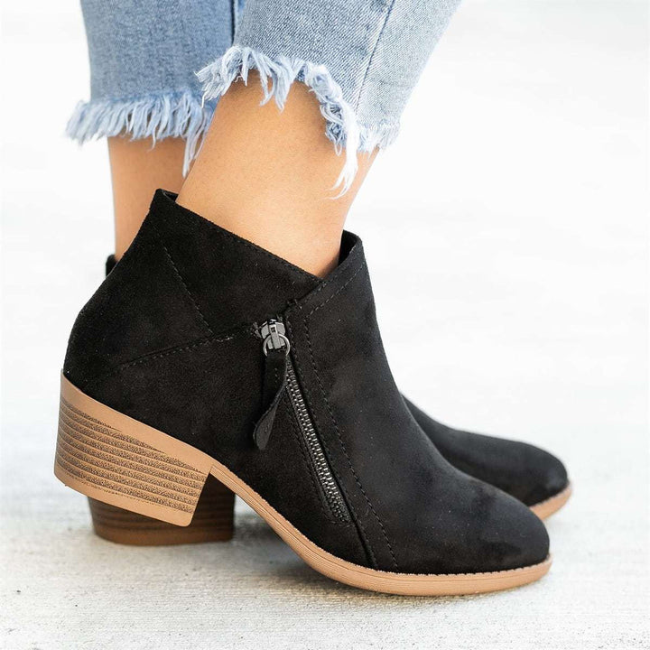 Damen Stiefel mit Reißverschluss für Herbst in Schwarz