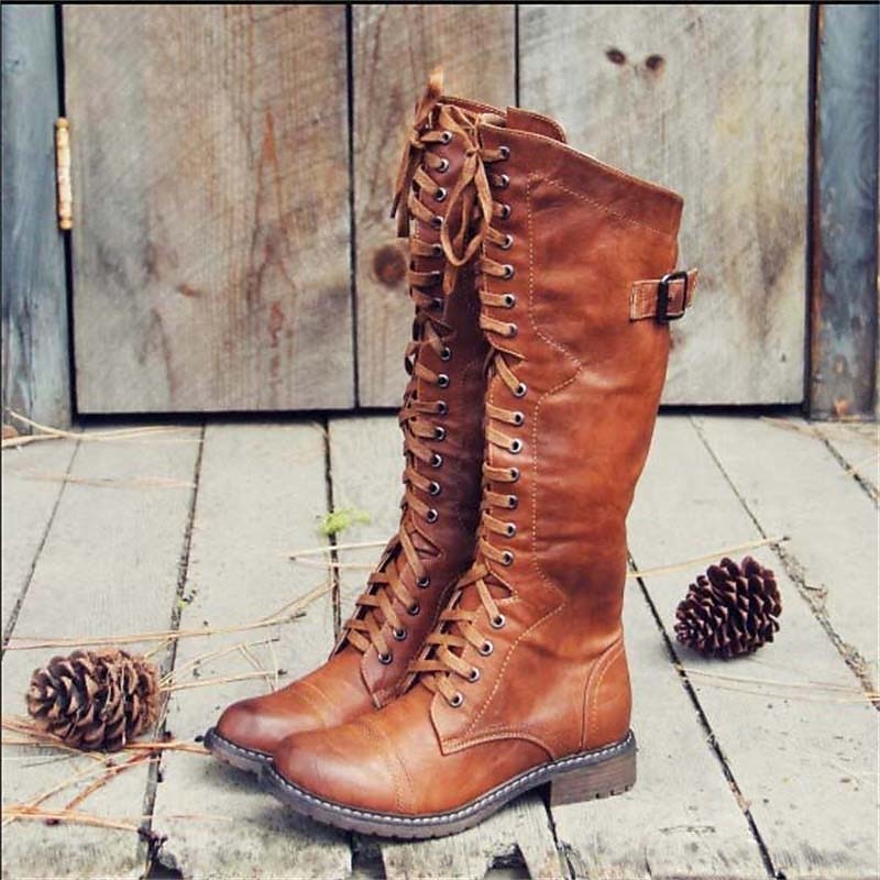 Damen Stiefel mit Schnürung und Alltagskomfort in Braun