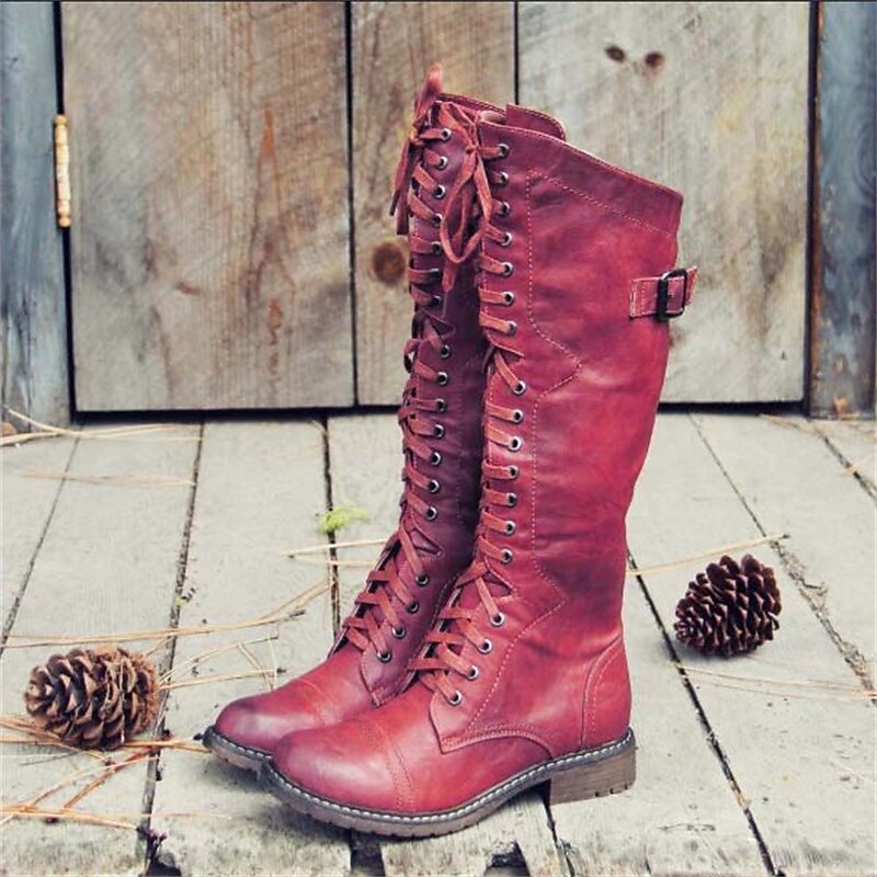 Damen Stiefel mit Schnürung und Alltagskomfort in Rot