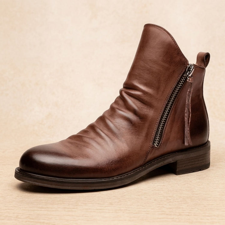 Damen Stiefeletten aus Leder für den Winter in Braun
