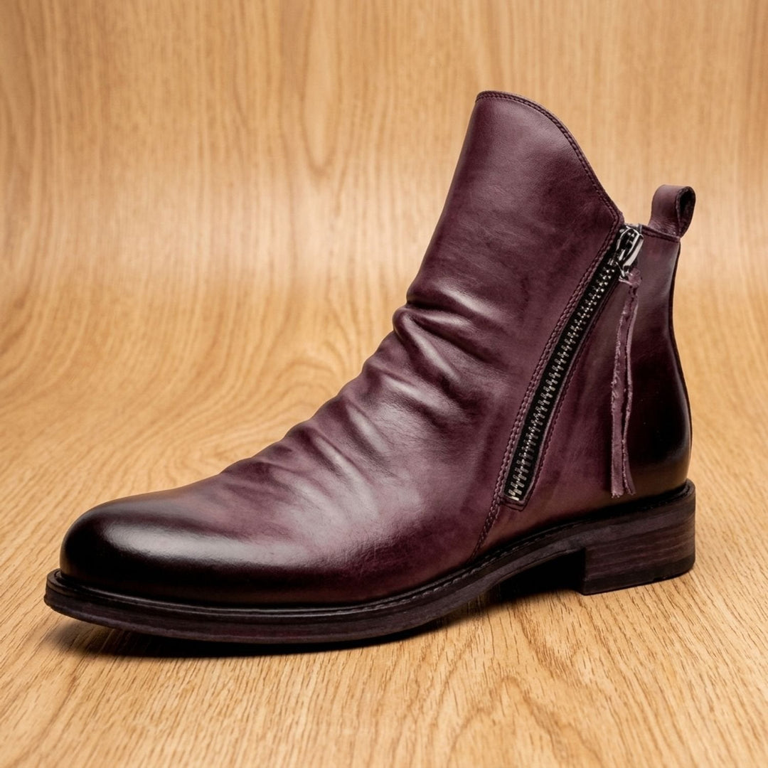 Damen Stiefeletten aus Leder für den Winter in Rot