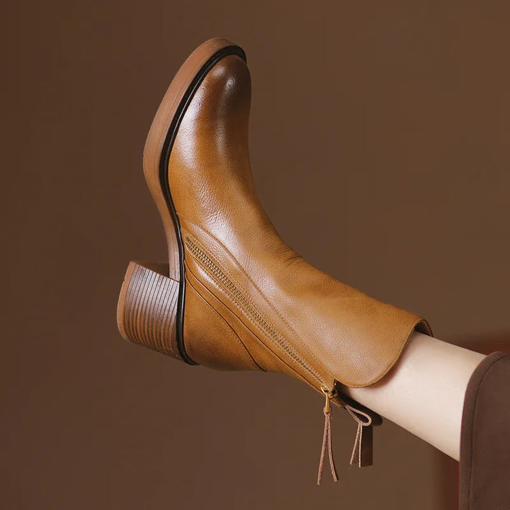 Damen Stiefeletten aus Leder mit Blockabsatz (2)