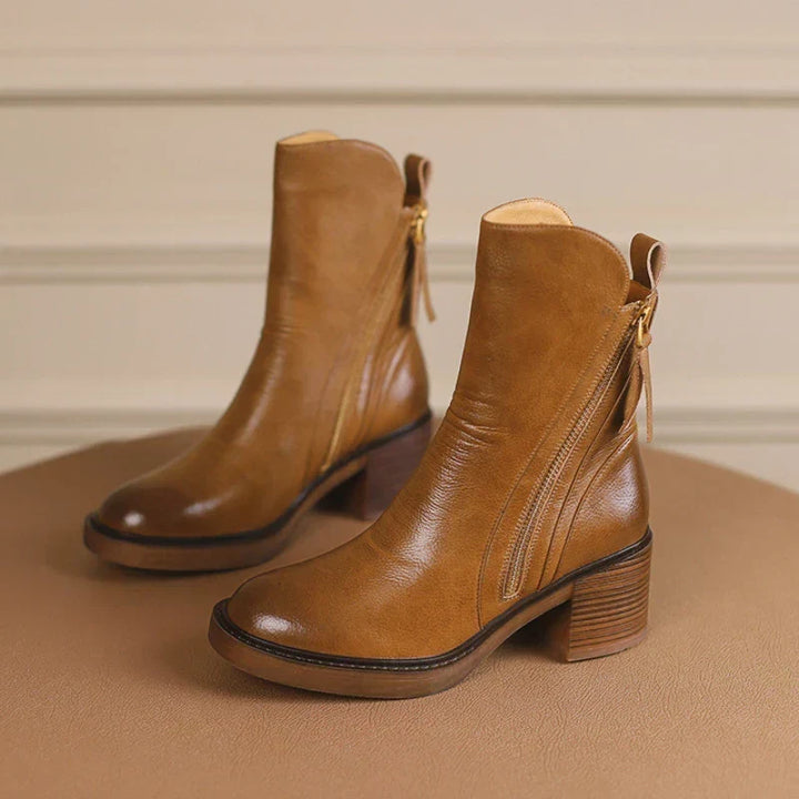Damen Stiefeletten aus Leder mit Blockabsatz (4)