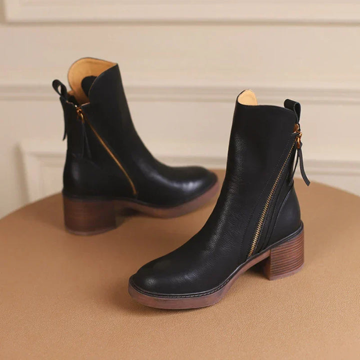 Damen Stiefeletten aus Leder mit Blockabsatz (5)