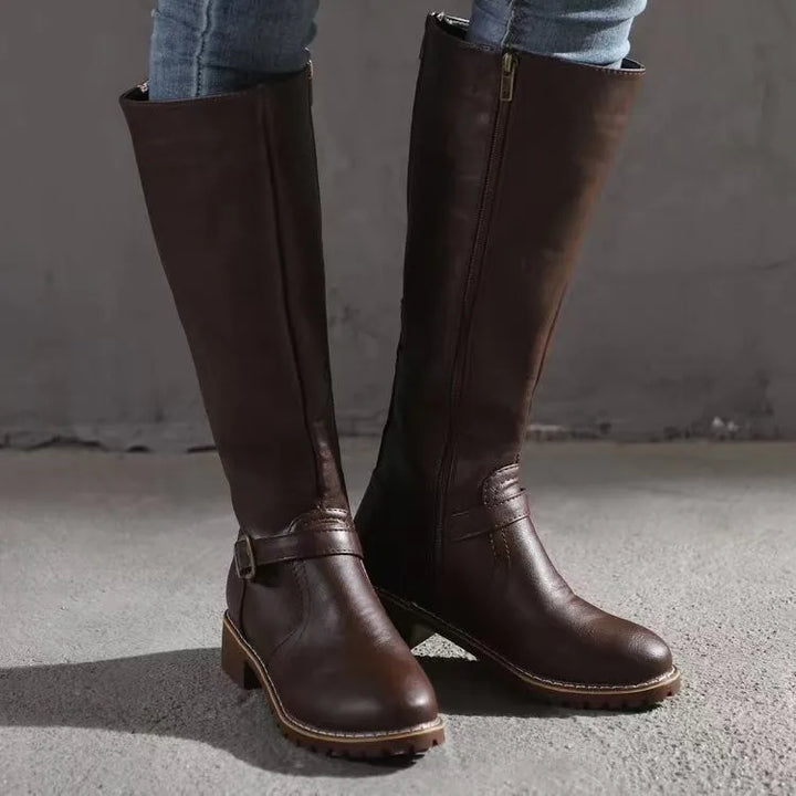 Damen Stiefeletten aus Leder mit orthopädischer Stütze in DarkBrown