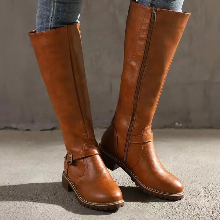 Damen Stiefeletten aus Leder mit orthopädischer Stütze in Hellbraun