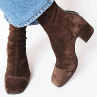 Alina | Damen Stiefeletten aus Wildleder mit Blockabsatz