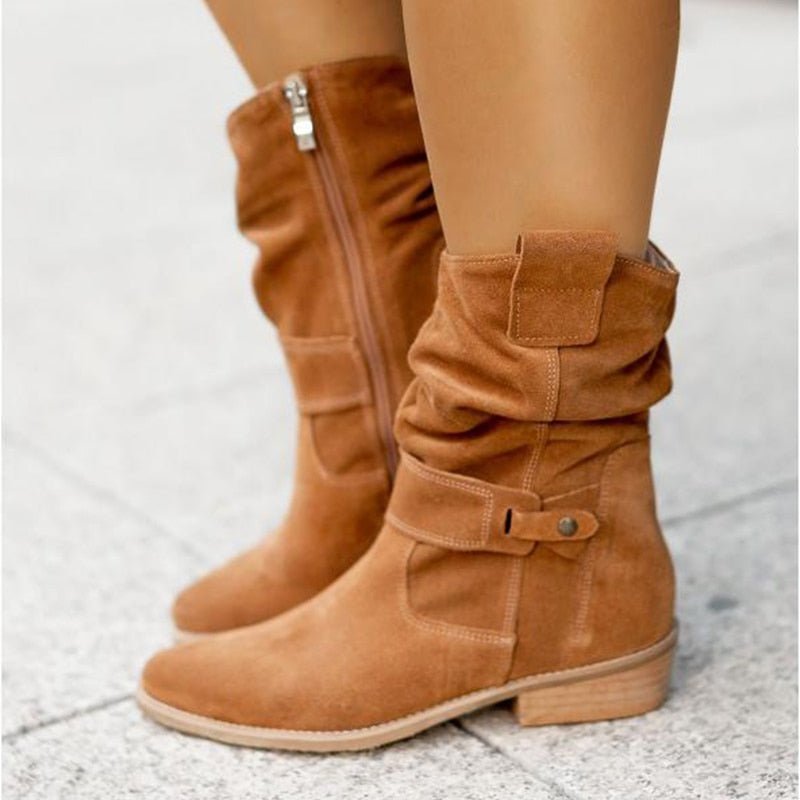 Damen Stiefeletten für Herbst Mode Outfits in Gelbbraun