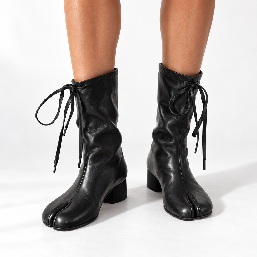 Damen Stiefeletten Halbhoch mit Blockabsatz in Schwarz 1