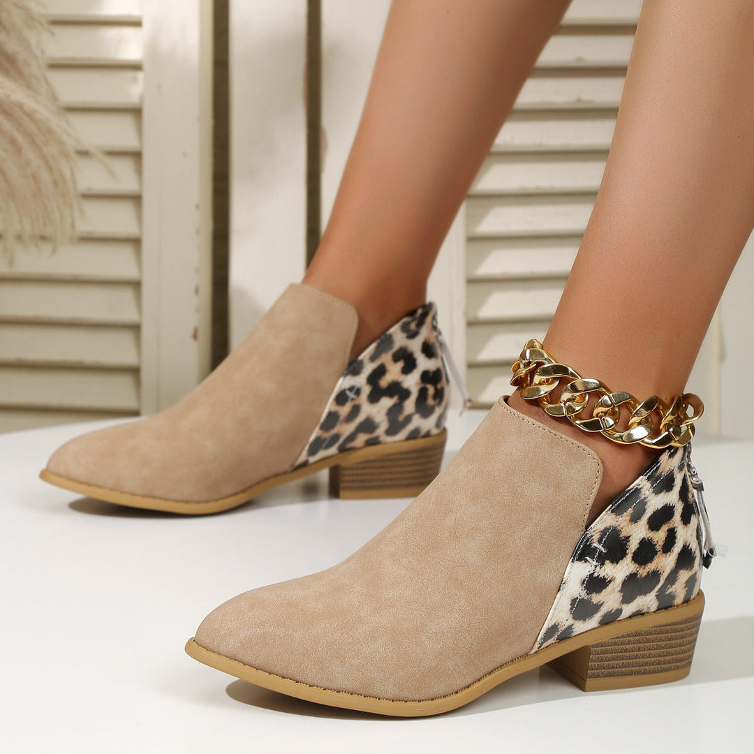 Damen Stiefeletten im Tierdruck elegant in Khaki