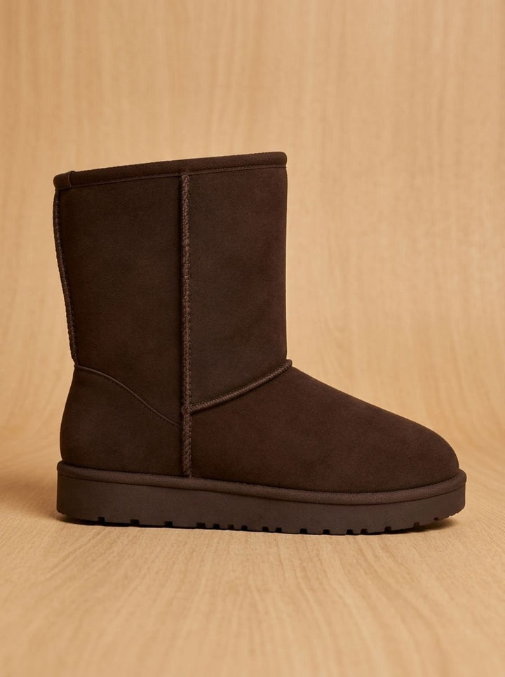 Damen Stiefeletten im Wildleder-Look für Winter in Braun