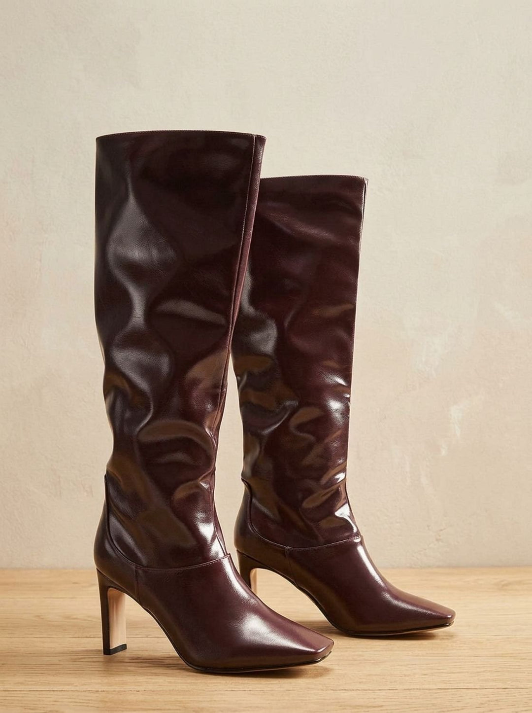 Damen Stiefeletten Kniehoch mit Quadrathacke (4)