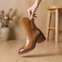 Helena | Damen Stiefeletten mit Blockabsatz aus Leder