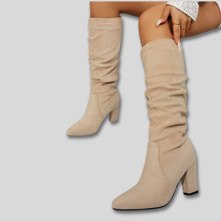 Damen Stiefeletten mit Blockabsatz aus Wildleder (6)