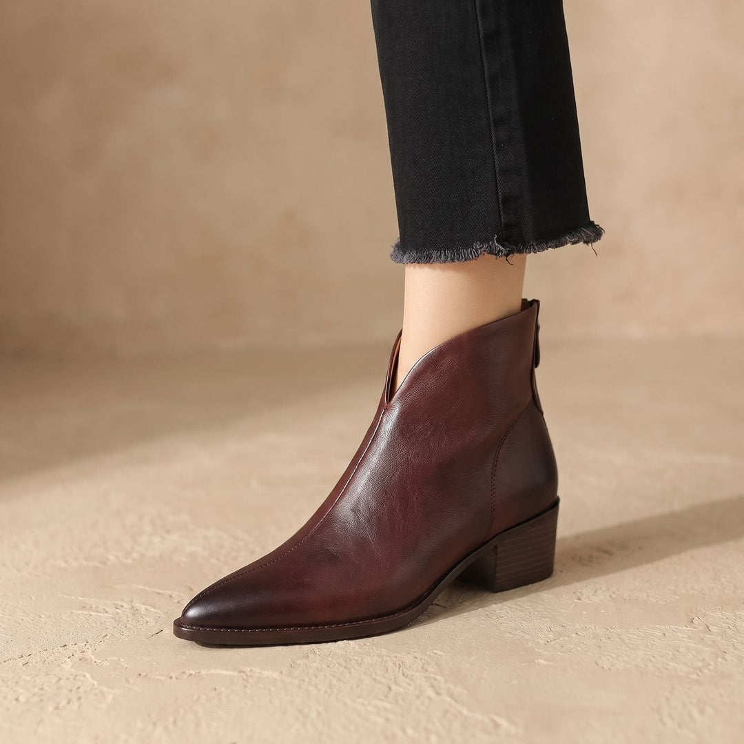 Damen Stiefeletten mit Blockabsatz für Alltag in Braun