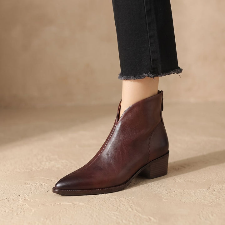 Damen Stiefeletten mit Blockabsatz für Alltag in Braun