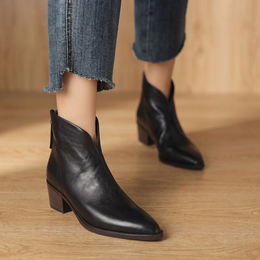 Damen Stiefeletten mit Blockabsatz für Alltag in Schwarz
