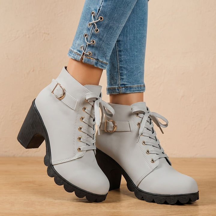 Damen Stiefeletten mit Blockabsatz für Winter (10)