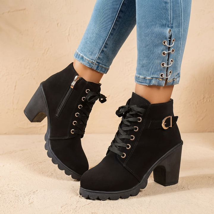 Damen Stiefeletten mit Blockabsatz für Winter (3)