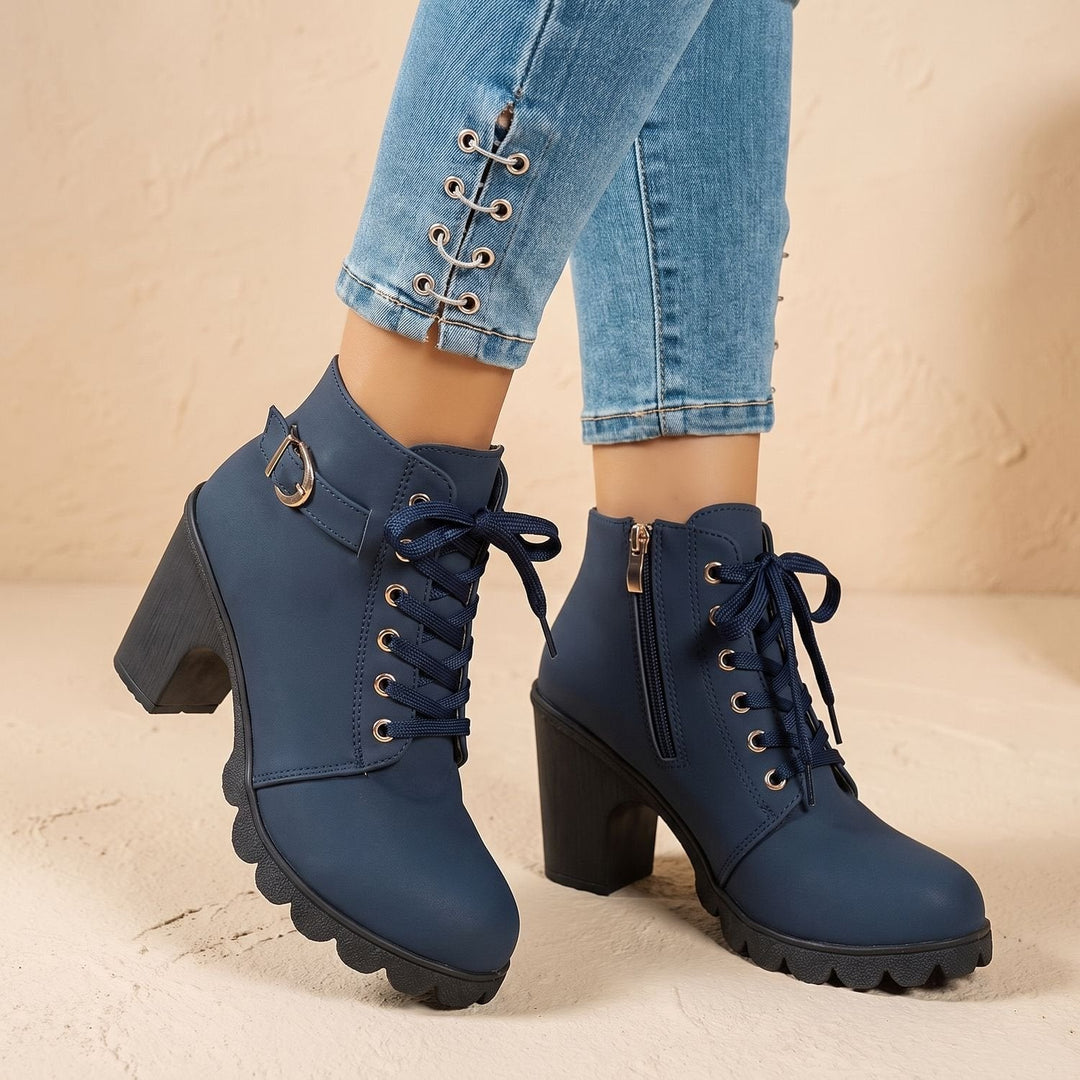Damen Stiefeletten mit Blockabsatz für Winter (5)