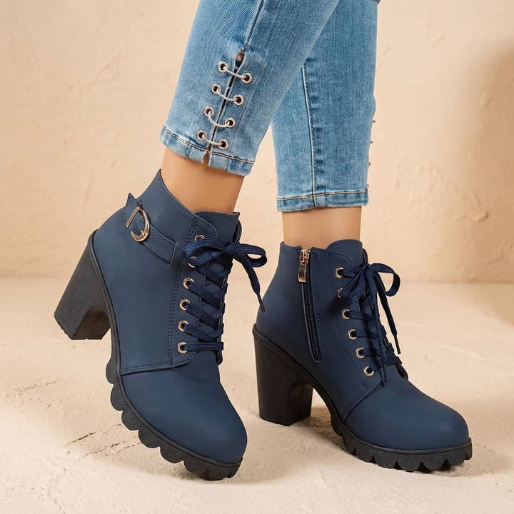 Damen Stiefeletten mit Blockabsatz für Winter (5)