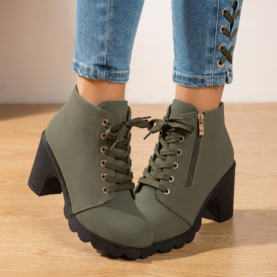 Damen Stiefeletten mit Blockabsatz für Winter (8)