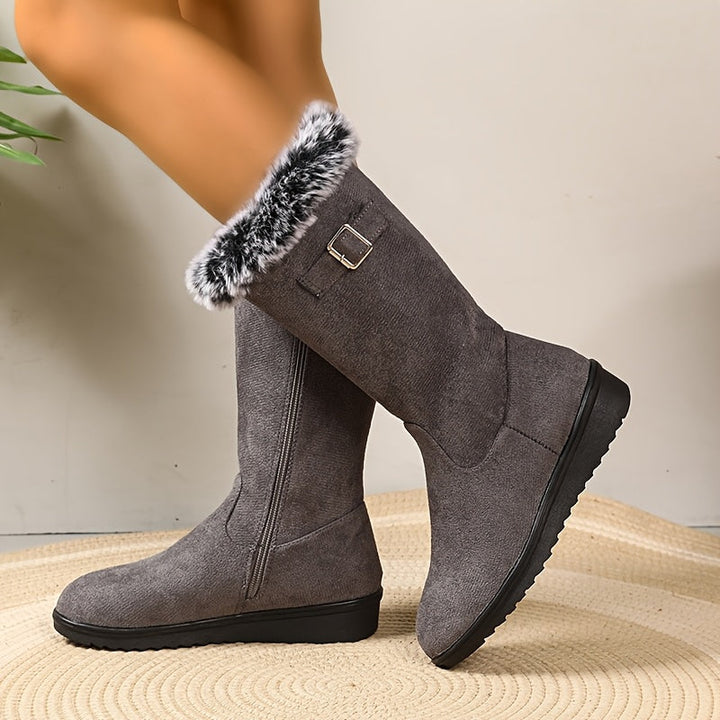 Damen Stiefeletten mit Fell und eleganter Schnalle (3)