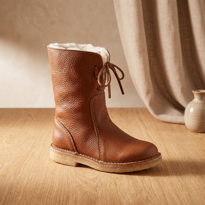 Damen Stiefeletten mit Fleecefutter für Winter in Braun