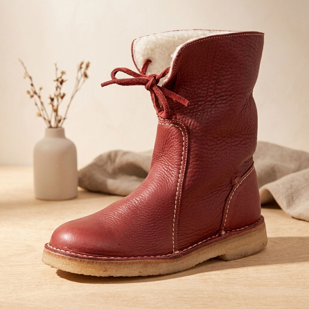 Damen Stiefeletten mit Fleecefutter für Winter in Rot