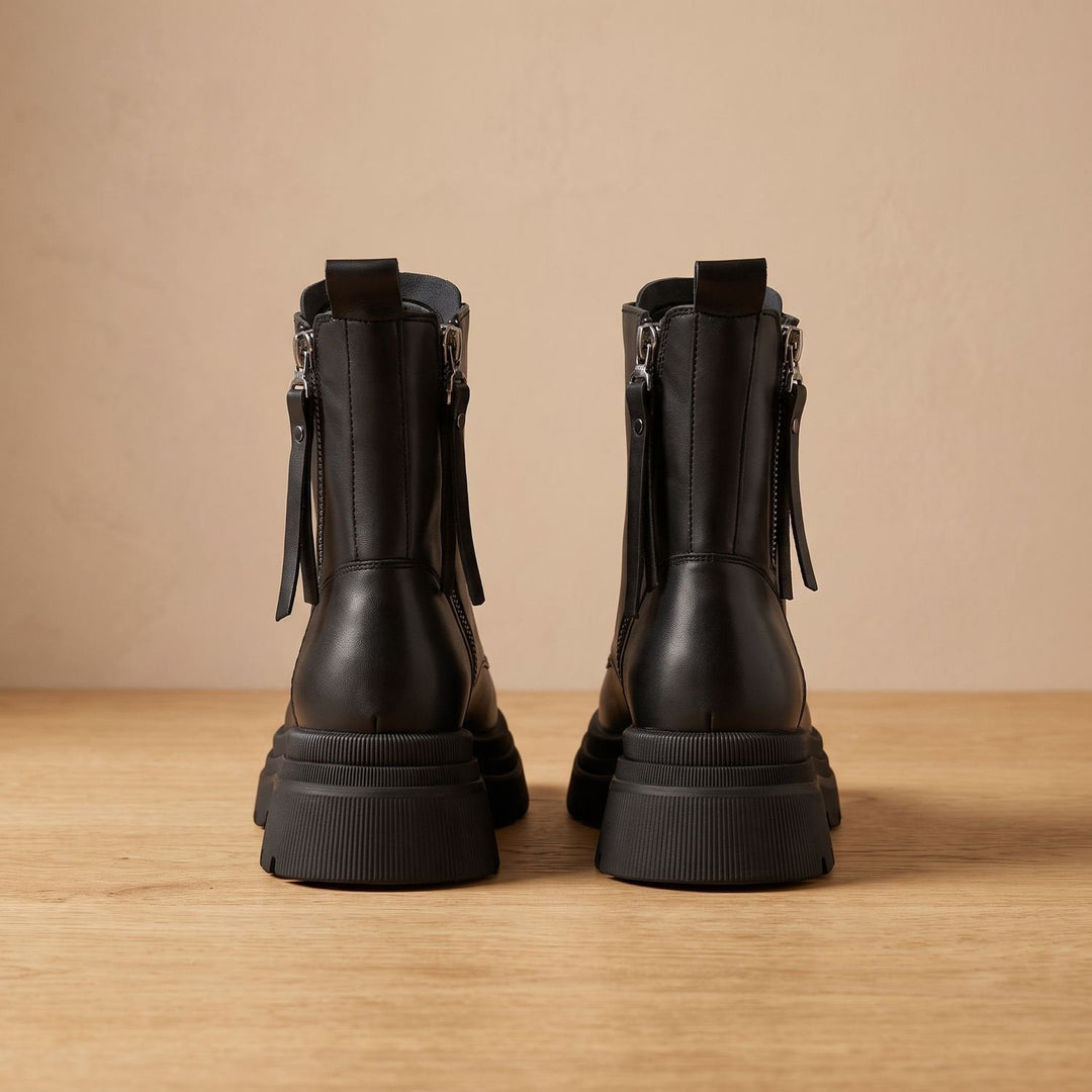 Damen Stiefeletten mit Plateausohle und Schnürung (2)