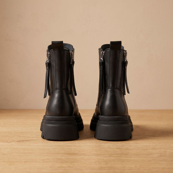 Damen Stiefeletten mit Plateausohle und Schnürung (2)