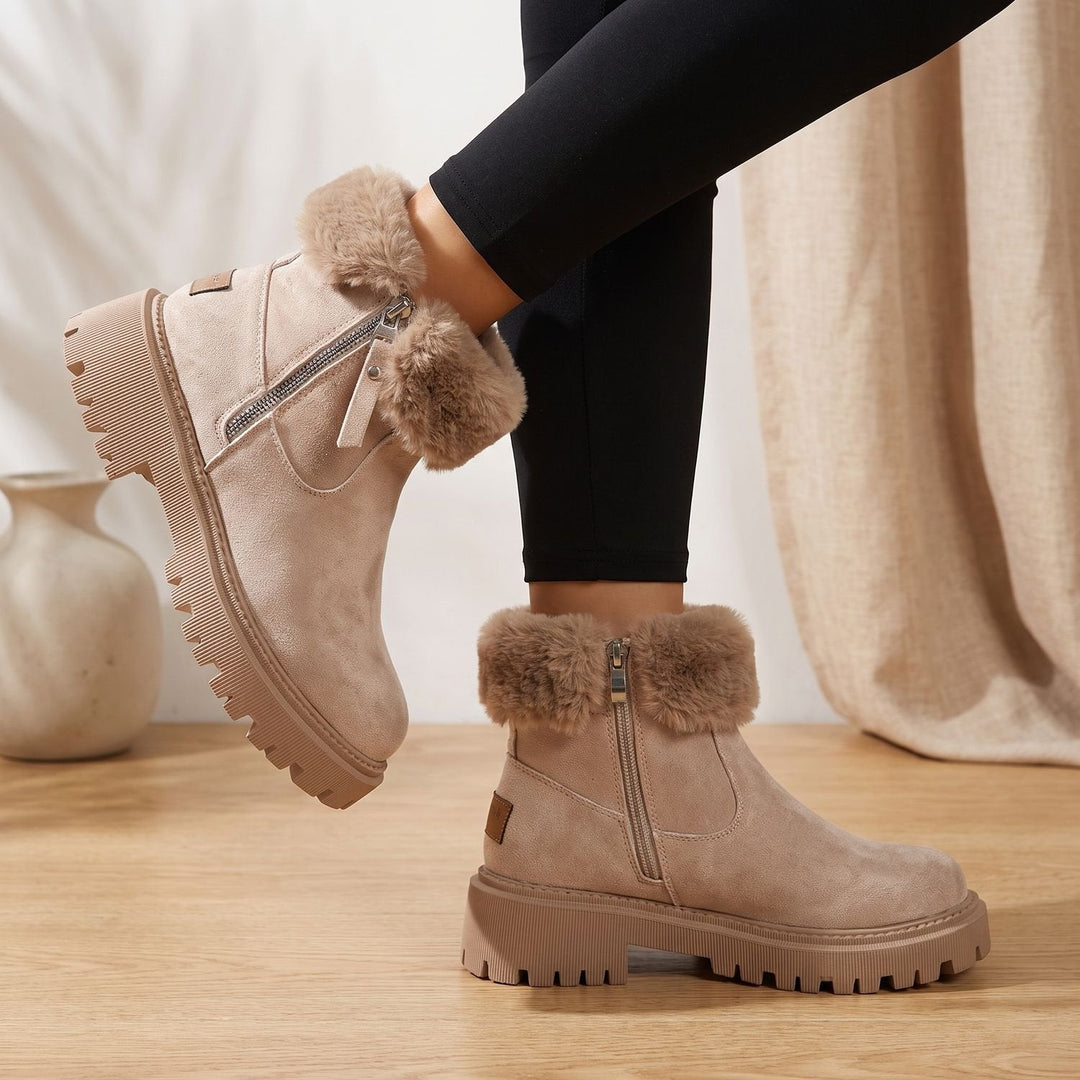 Damen Stiefeletten mit Plüsch-Futter für Winter (2)