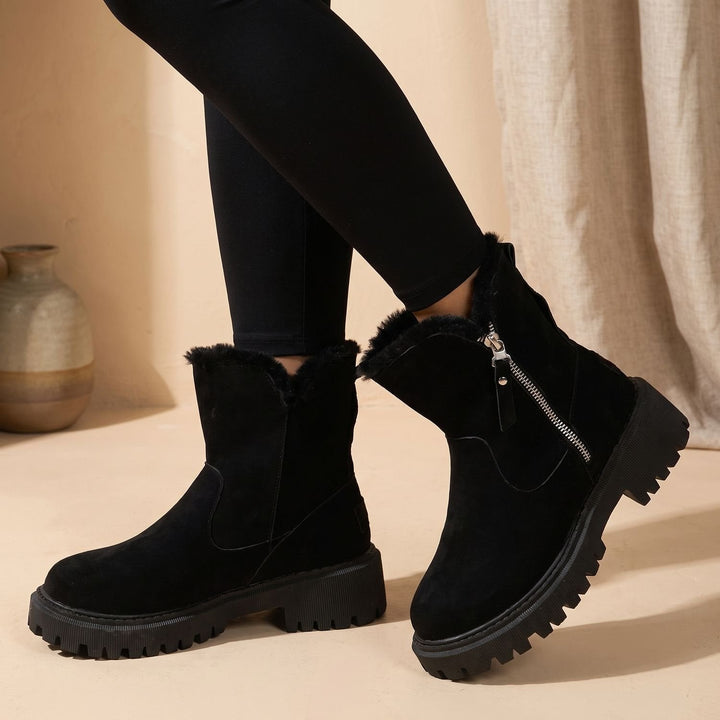 Damen Stiefeletten mit Plüsch-Futter für Winter (4)