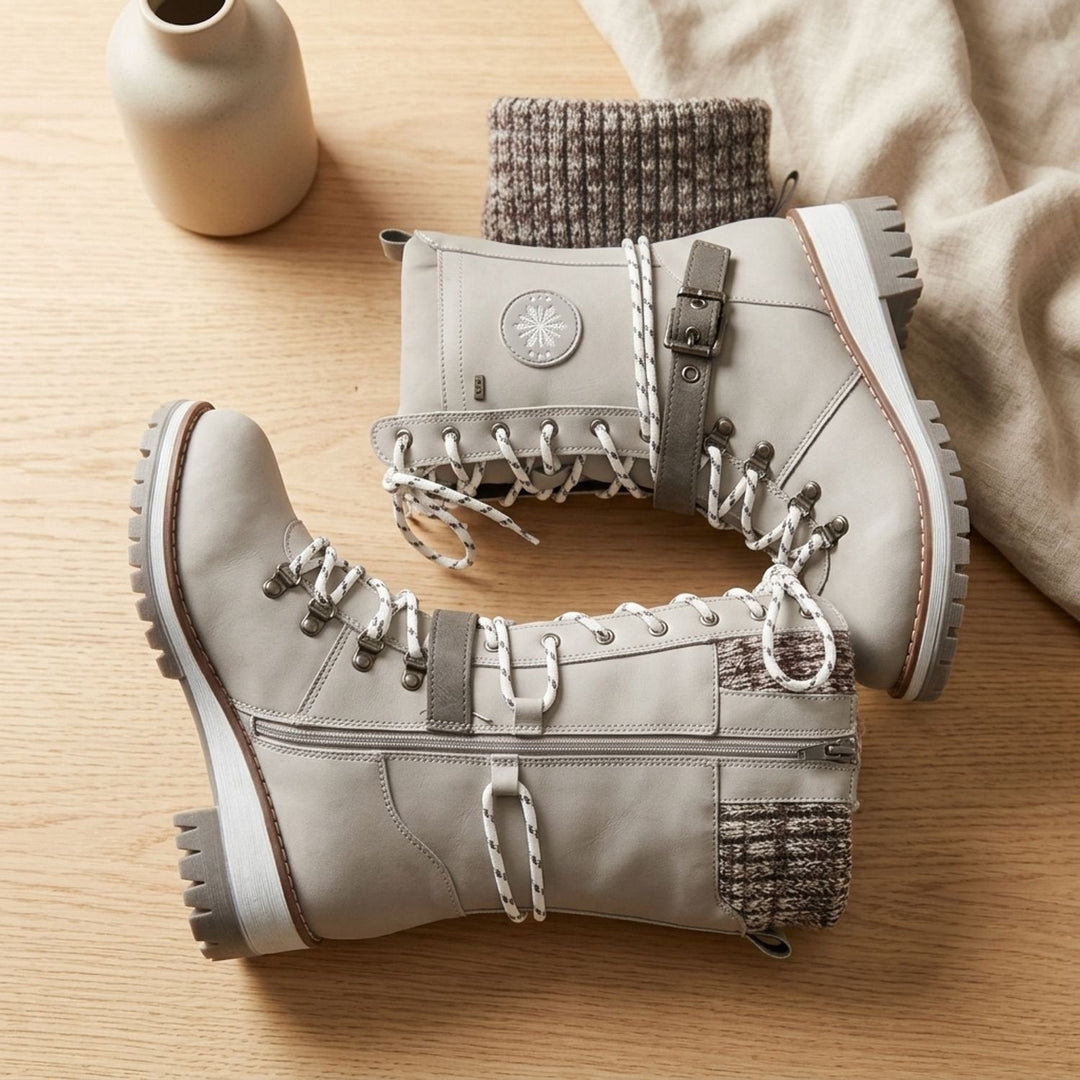 Damen Stiefeletten mit Profilsohle für Winter in Grau
