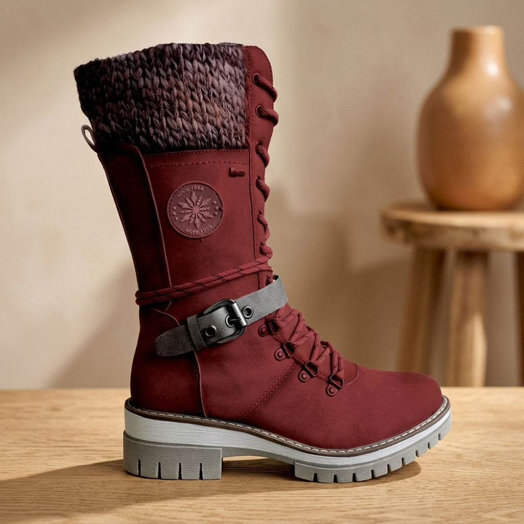 Damen Stiefeletten mit Profilsohle für Winter in Rot