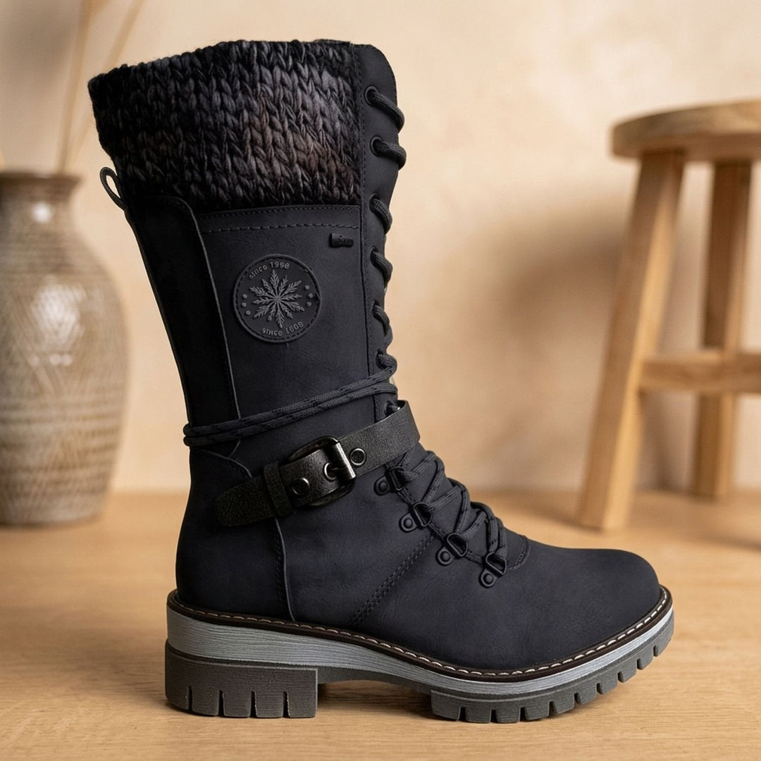 Damen Stiefeletten mit Profilsohle für Winter in Schwarz
