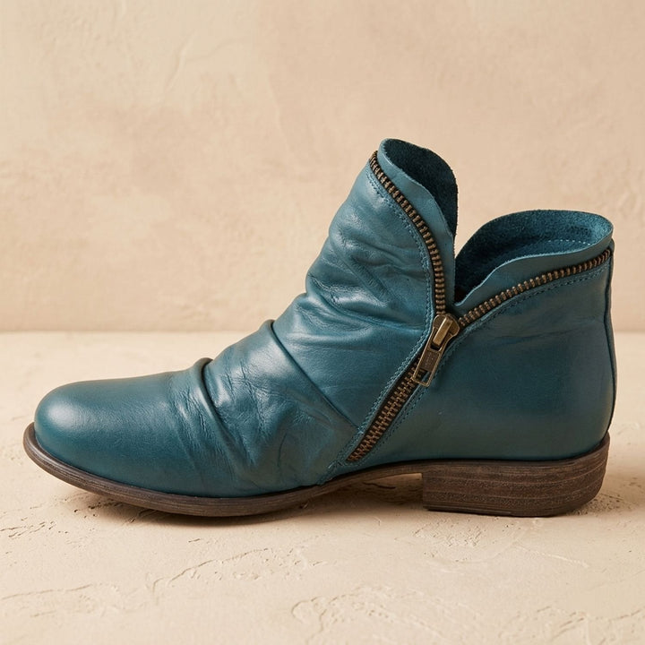 Damen Stiefeletten mit Reißverschluss für breite Füße in Blau