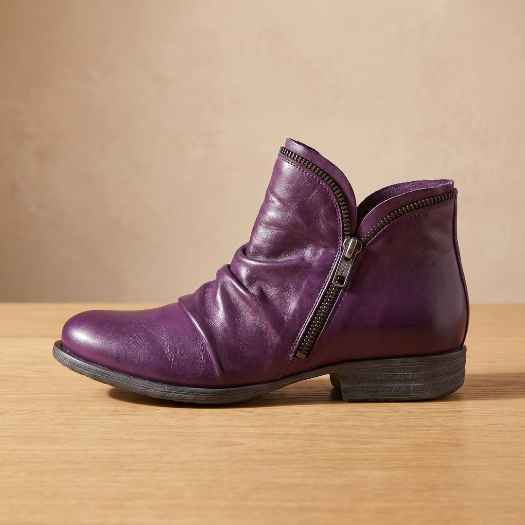 Damen Stiefeletten mit Reißverschluss für breite Füße in Lila