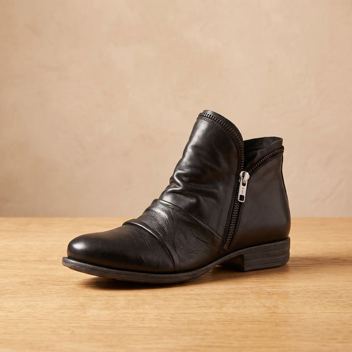 Damen Stiefeletten mit Reißverschluss für breite Füße in Schwarz