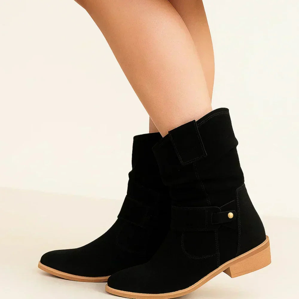 Damen Stiefeletten mit Schnallenriemen für Herbst (7)