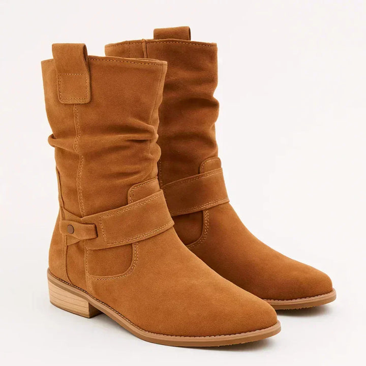 Damen Stiefeletten mit Schnallenriemen für Herbst in Braun