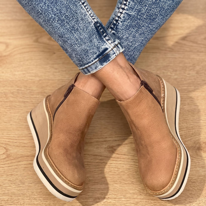 Damen Stiefeletten mit Slip-On für Winter in Braun