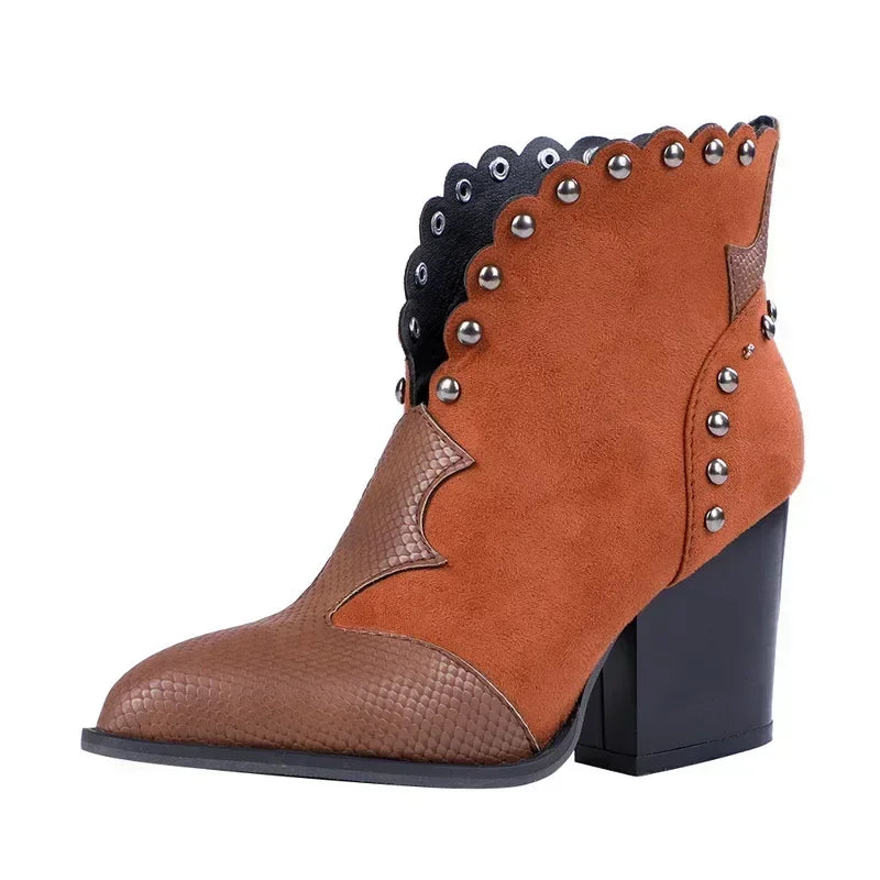 Damen Stiefeletten mit strukturiertem Muster und Blockabsatz (5)