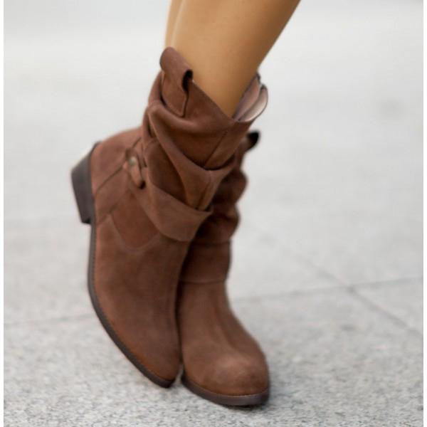 Damen Stiefeletten mit Wildleder und geraffeltem Schaft (9)